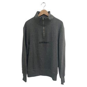 Superdry Men sweater M Grey Half zip Mock neck Pre-Owned Good Condition